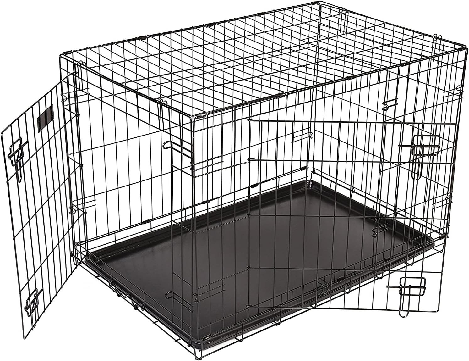 Front View of Rac Metal Fold Flat Crate With Plastic Tray for Dogs - Small