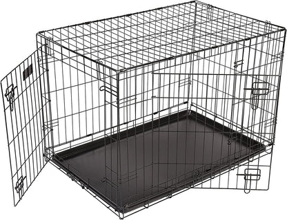 Front View of Rac Metal Fold Flat Crate With Plastic Tray for Dogs - Small