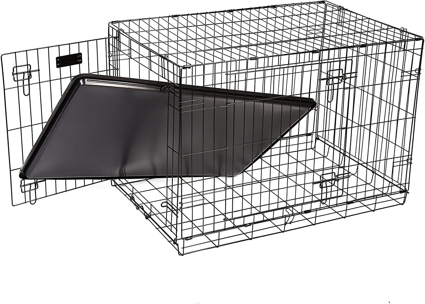 Metal Fold Flat Crate With Plastic Tray for Dogs - Small