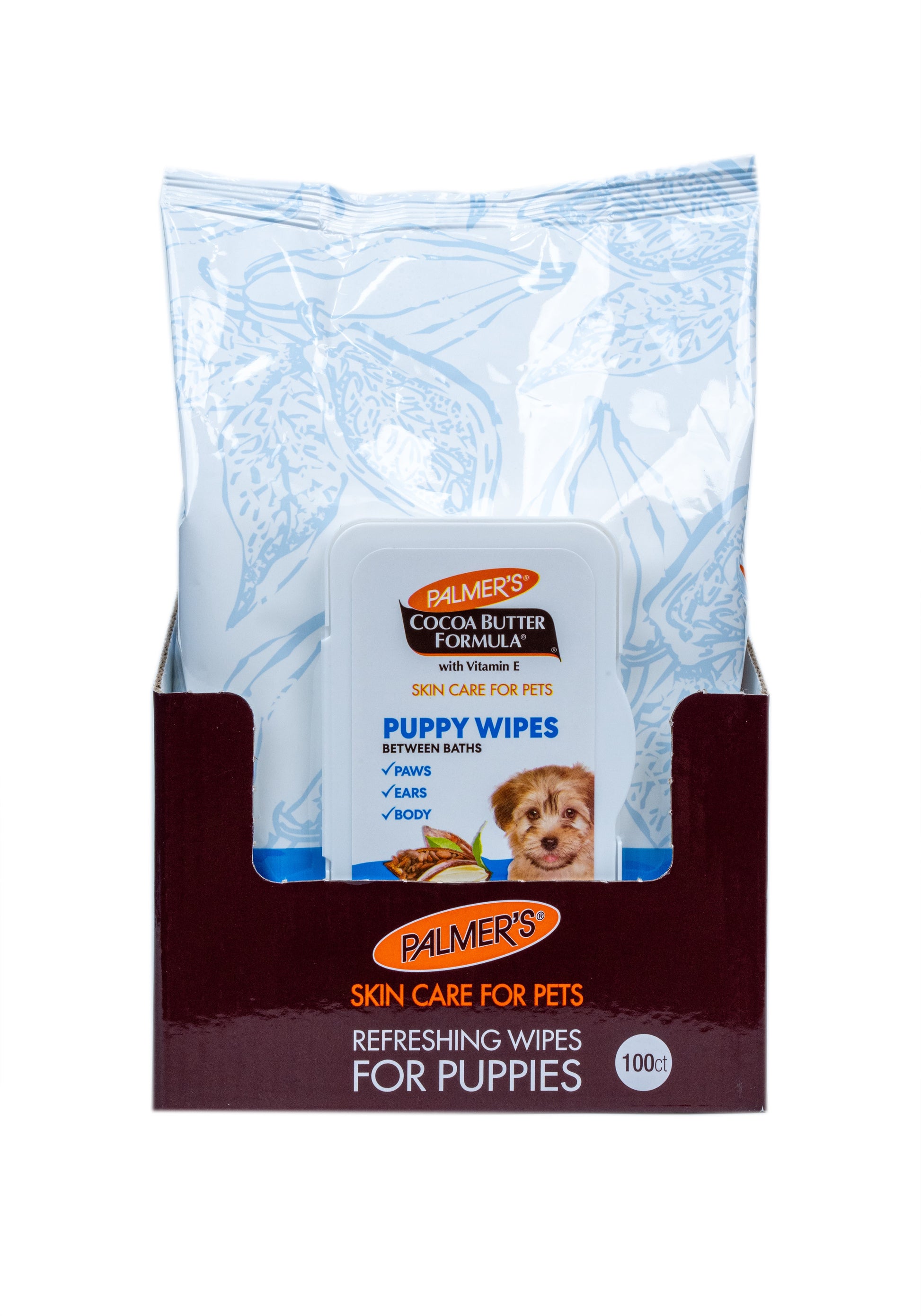 Front View of Palmer's for Pets Refreshing Wipes with Cocoa Butter for Puppies