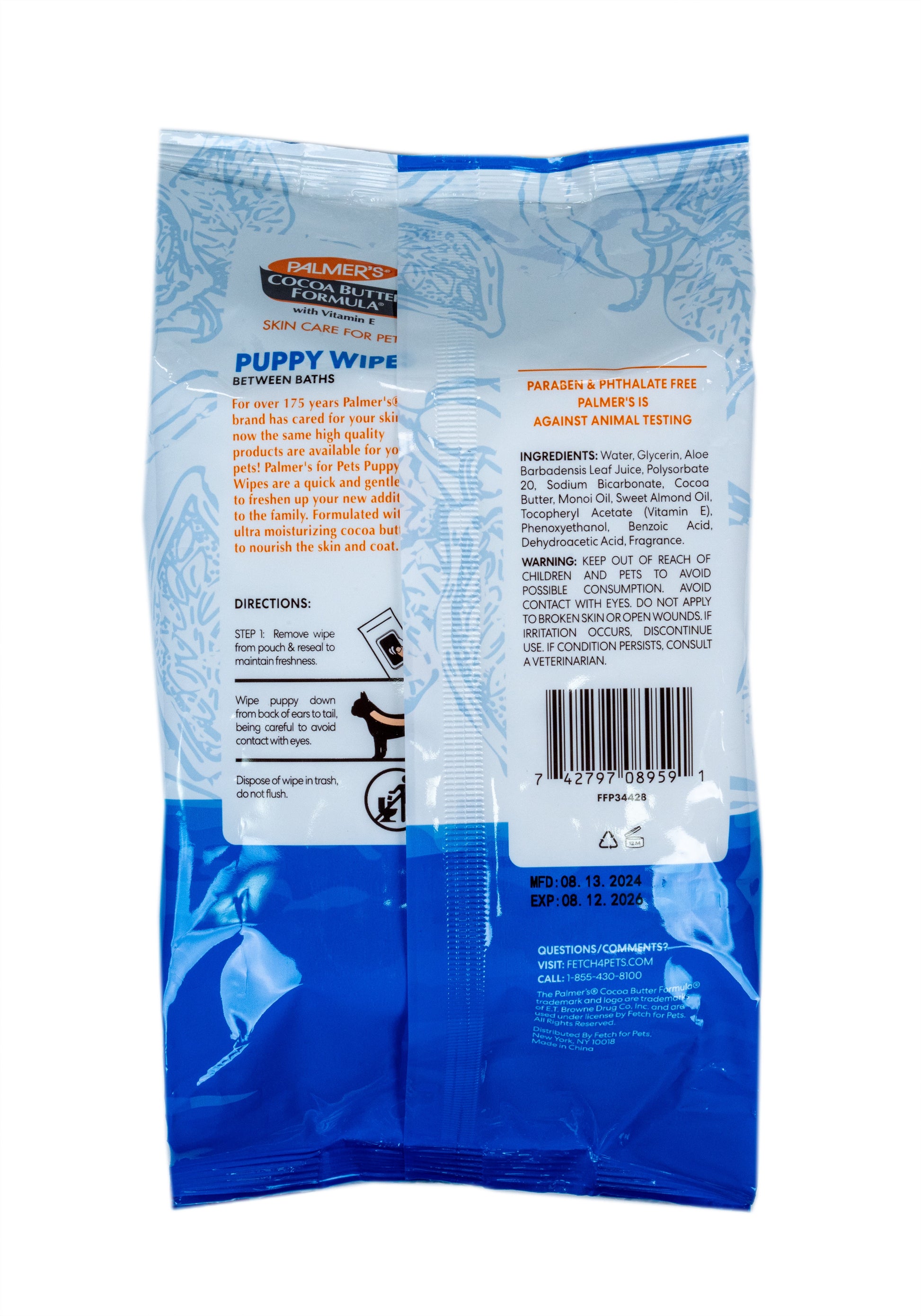Palmer's for Pets Refreshing Wipes with Cocoa Butter for Puppies