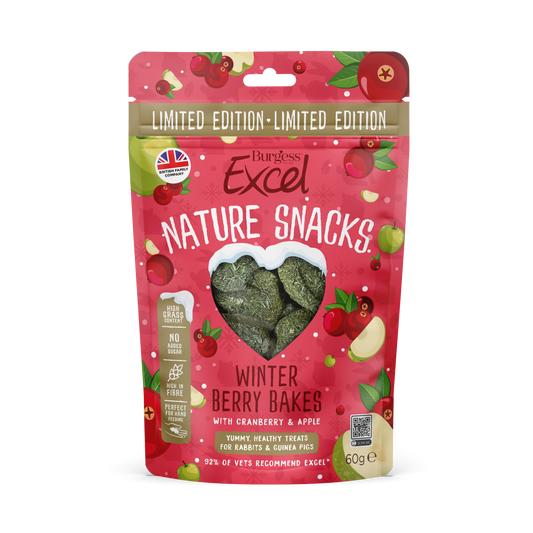 Front View of Burgess Excel Nature Snacks Winter Berry Bakes with Cranberry & Apple