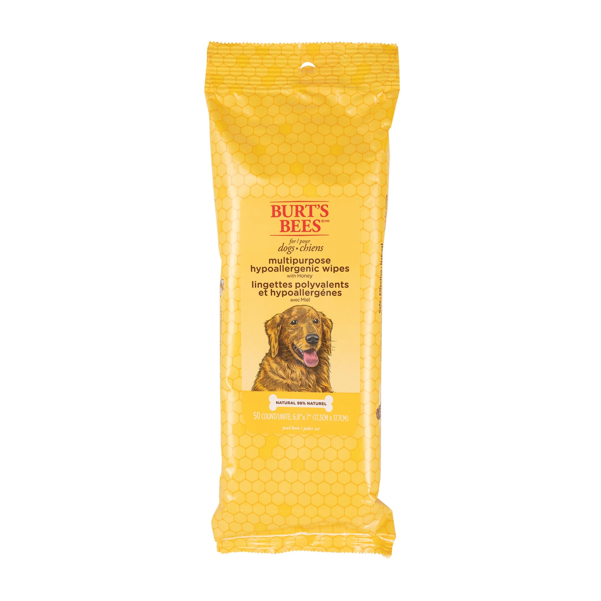 Front View of Burts Bees Multipurpose Dog Wipes with Honey