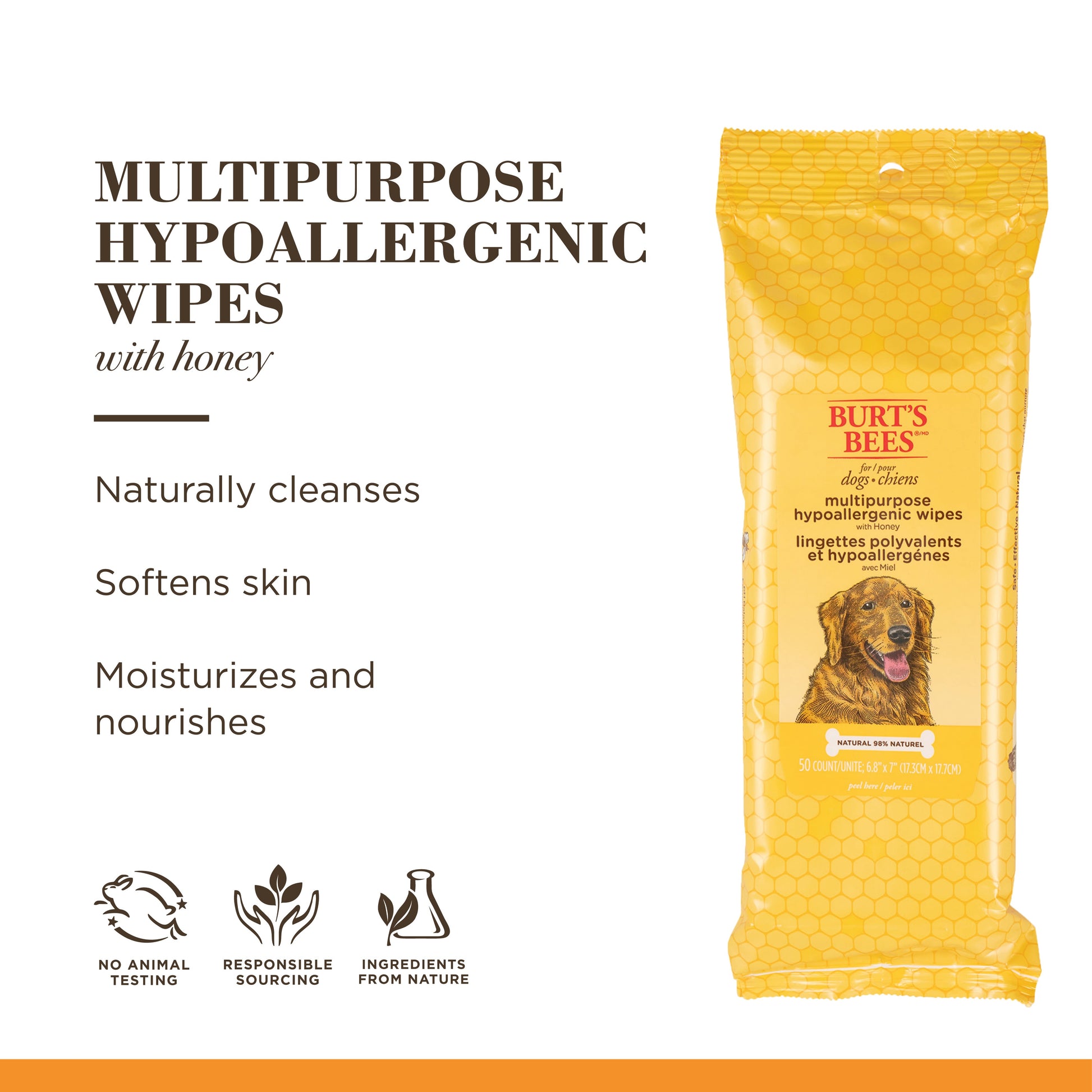 Burts Bees Multipurpose Dog Wipes with Honey