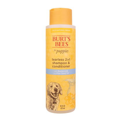 Front View of Burts Bees Tearless 2 in 1 Shampoo and Conditioner for Puppies with Buttermilk & Linseed Oil