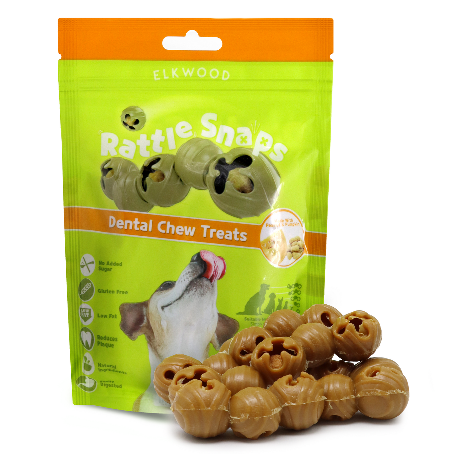 Elkwood Rattlesnaps Peanut & Pumpkin Dental Chew with Chicken