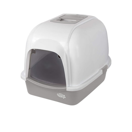 Petsentials Oval Cat Litter Tray With Hood | Grey