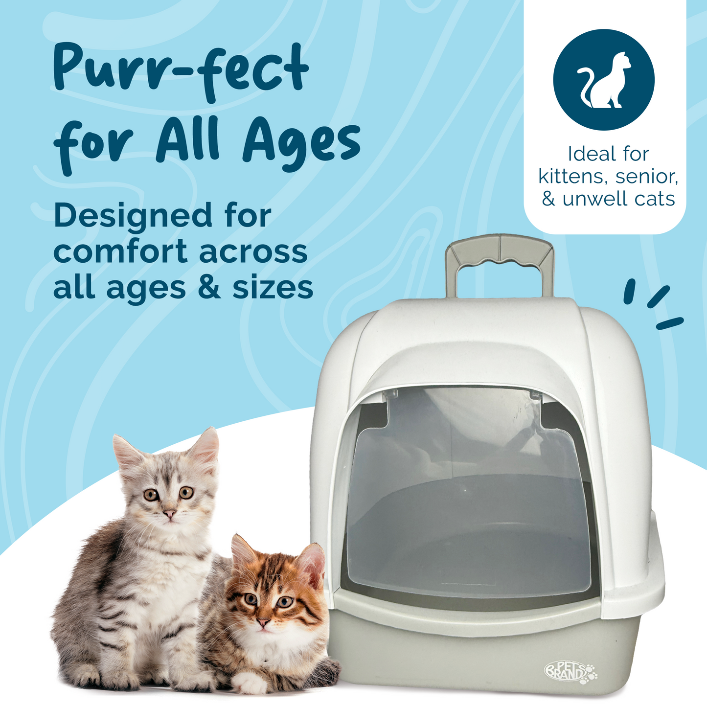 Petsentials Oval Cat Litter Tray With Hood | Grey