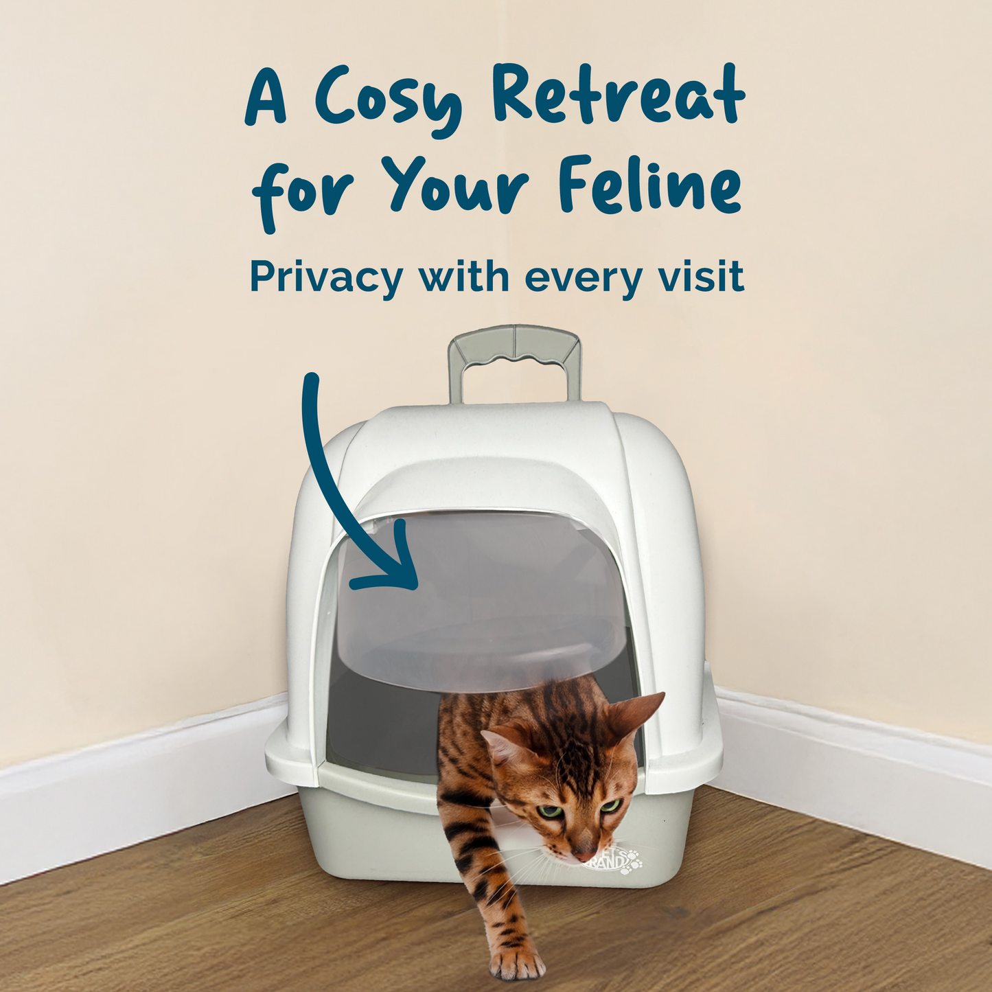 Petsentials Oval Cat Litter Tray With Hood | Grey