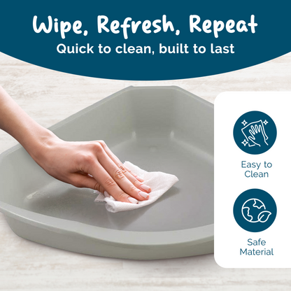 Petsentials Oval Cat Litter Tray With Hood | Grey