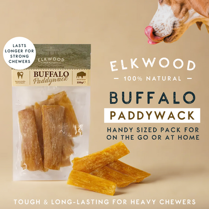 Elkwood 100% Buffalo Paddywack Dog Chew | 220g