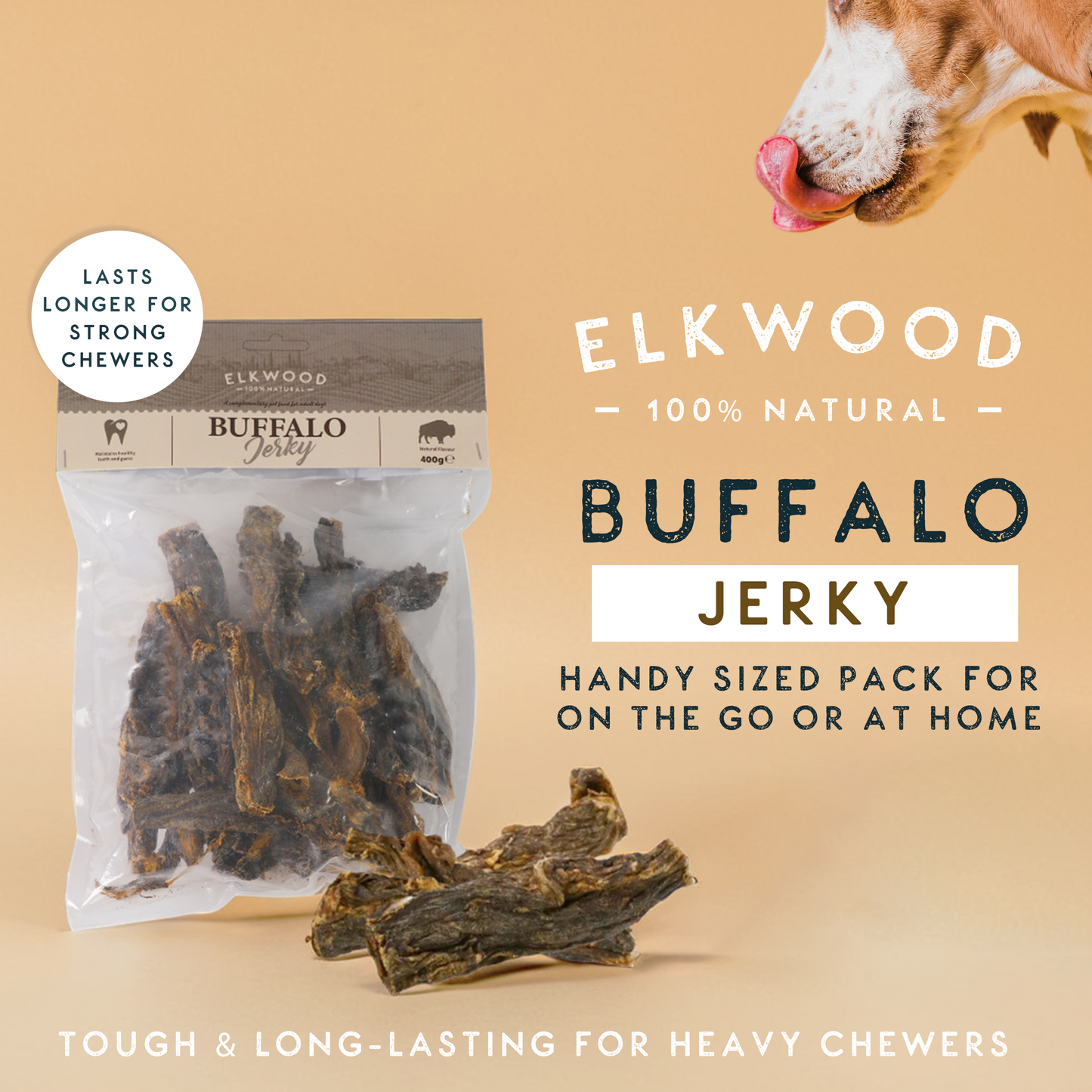Elkwood 100% Buffalo Natural Jerky Dog Treat