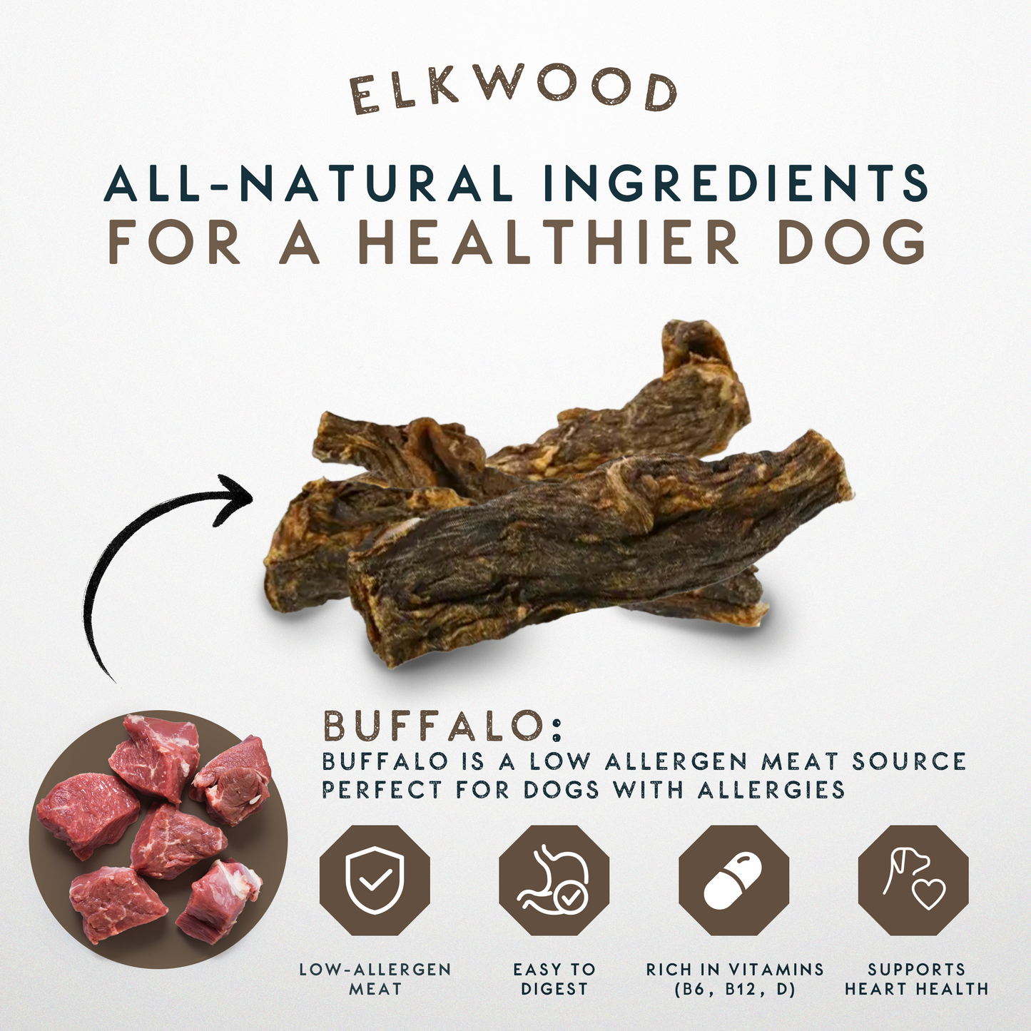 Elkwood 100% Buffalo Natural Jerky Dog Treat