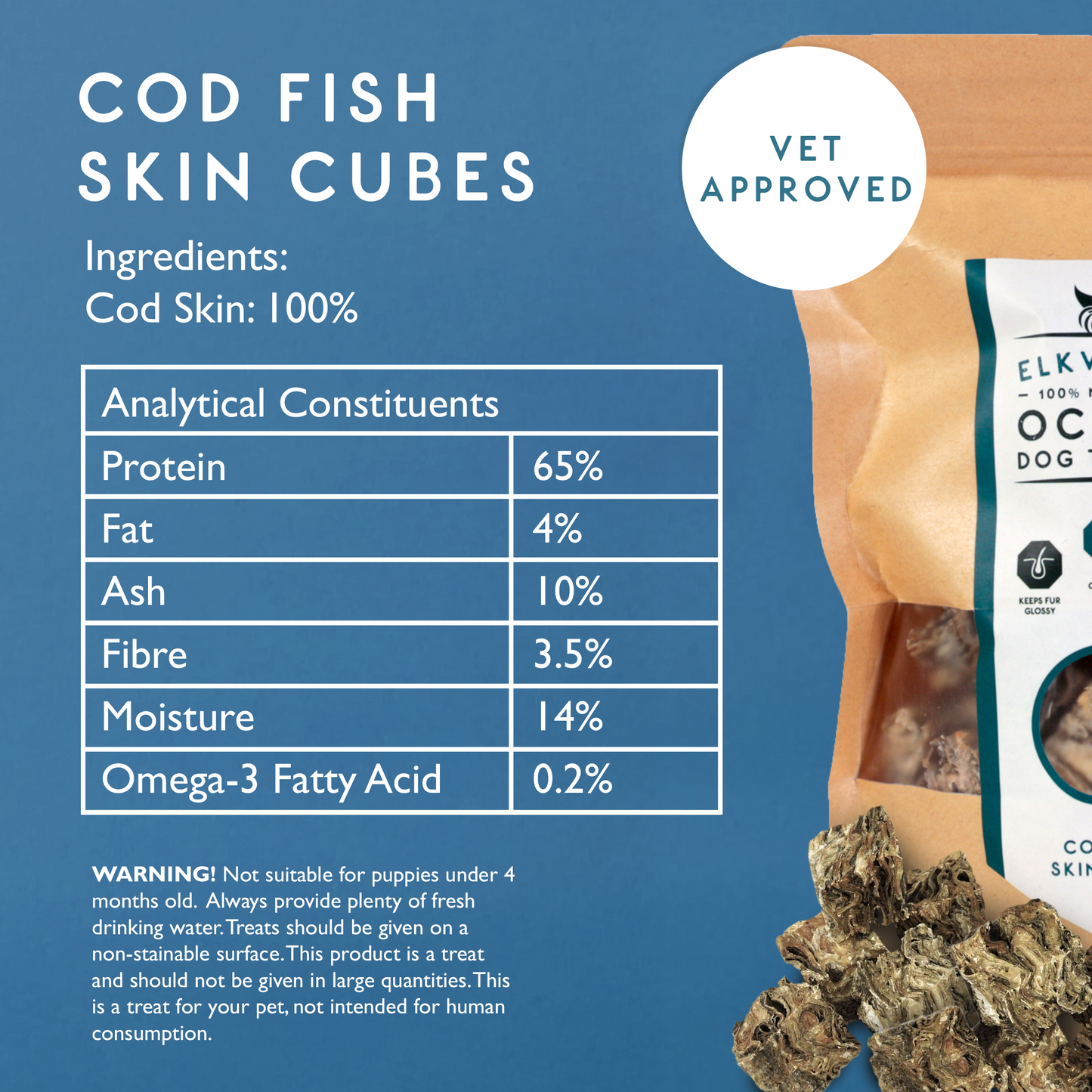 Elkwood Cod Fish Skin Cubes | 130g