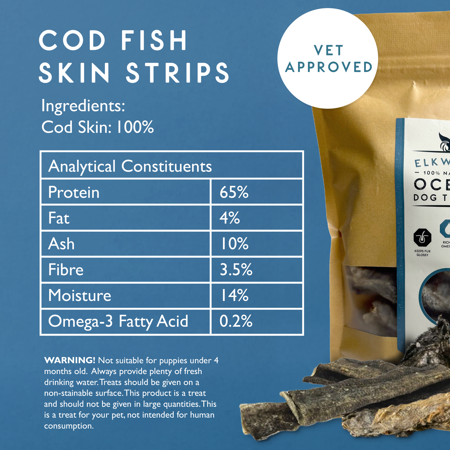 Elkwood Cod Fish Skin Cubes | 100g