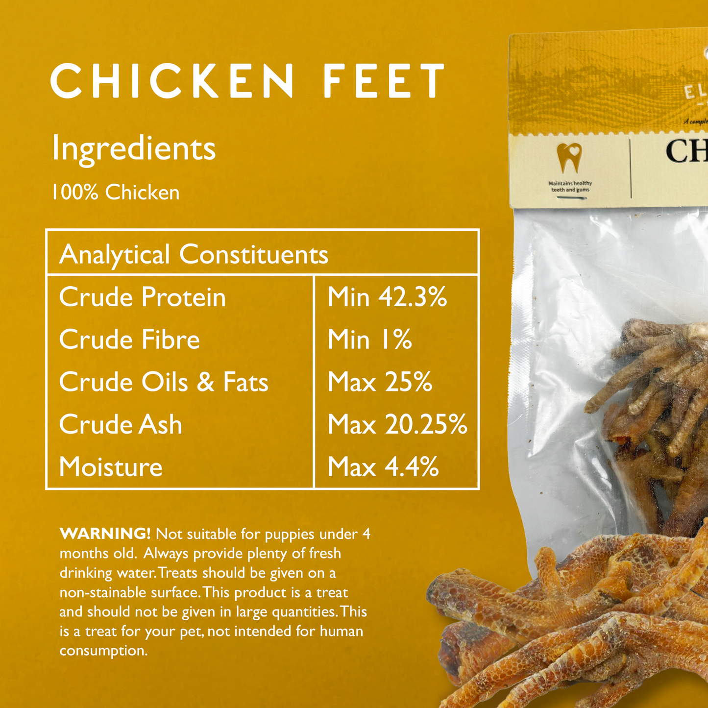 Elkwood 100% Chicken Feet Dog Treat | 160g