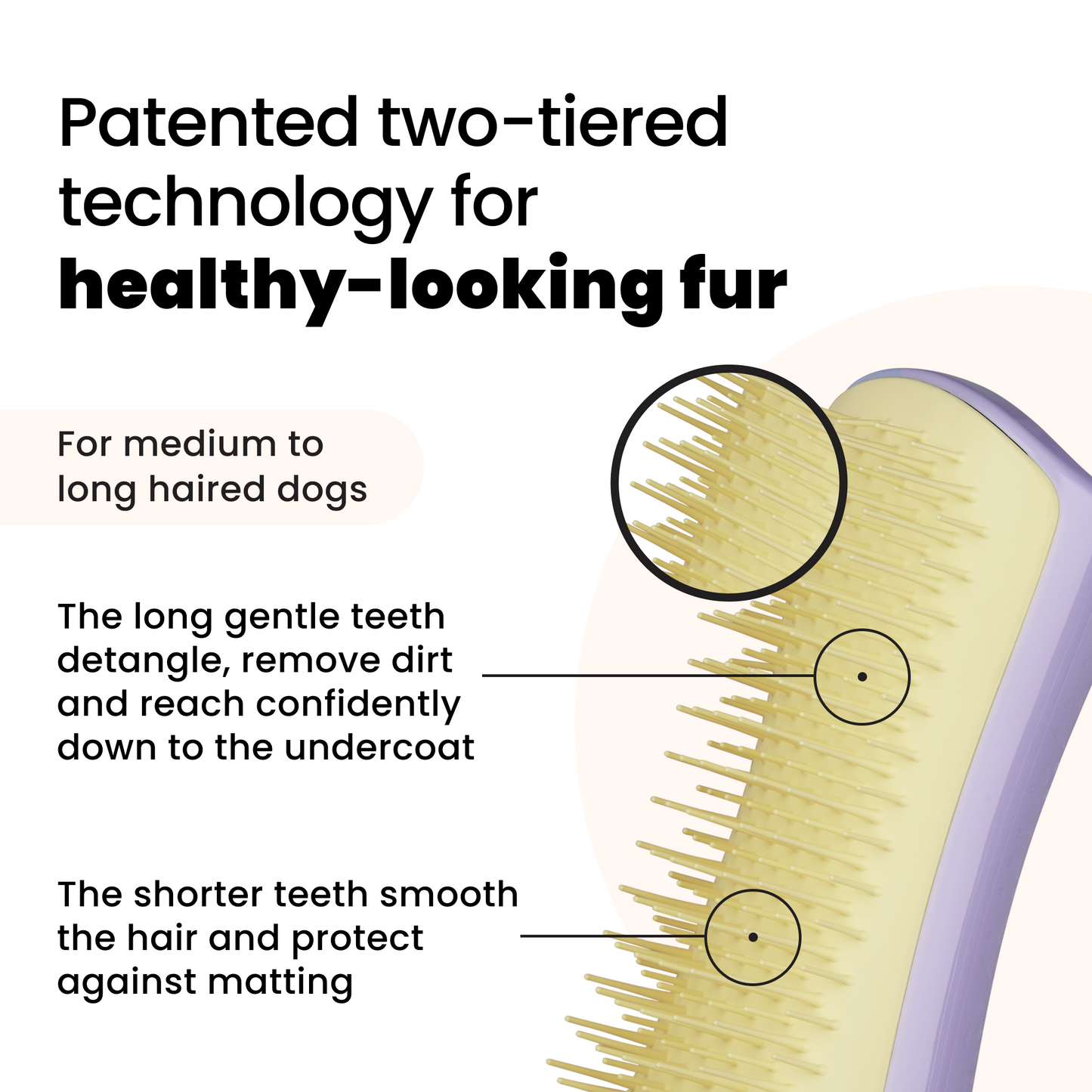 Pet Teezer Detangling Dog Grooming Brush Lilac Small