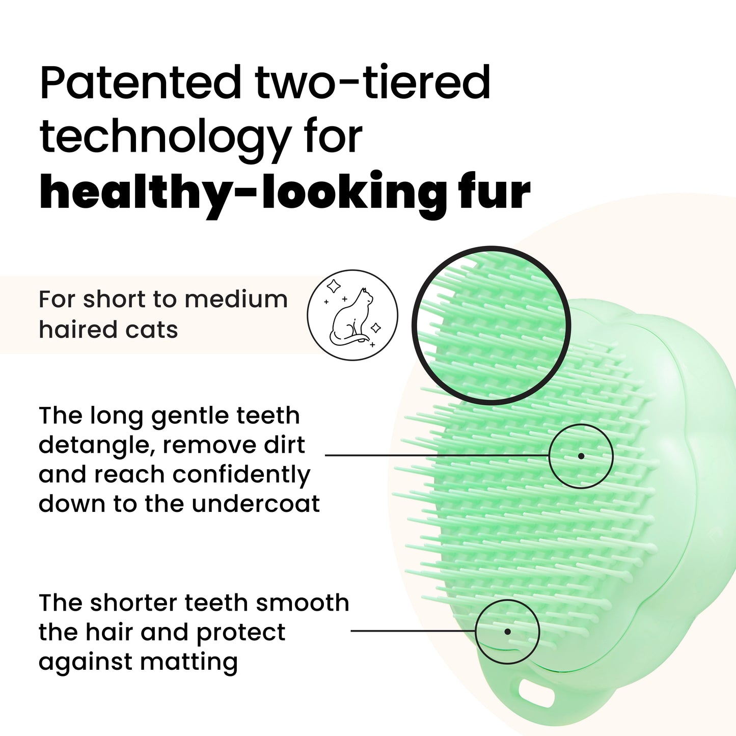 Pet Teezer Detangling Cat Grooming Brush Green