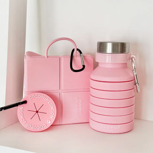Cocopup Travel Bundle Pink - Water Bottle/Poop Pocket/Foldable Bowl