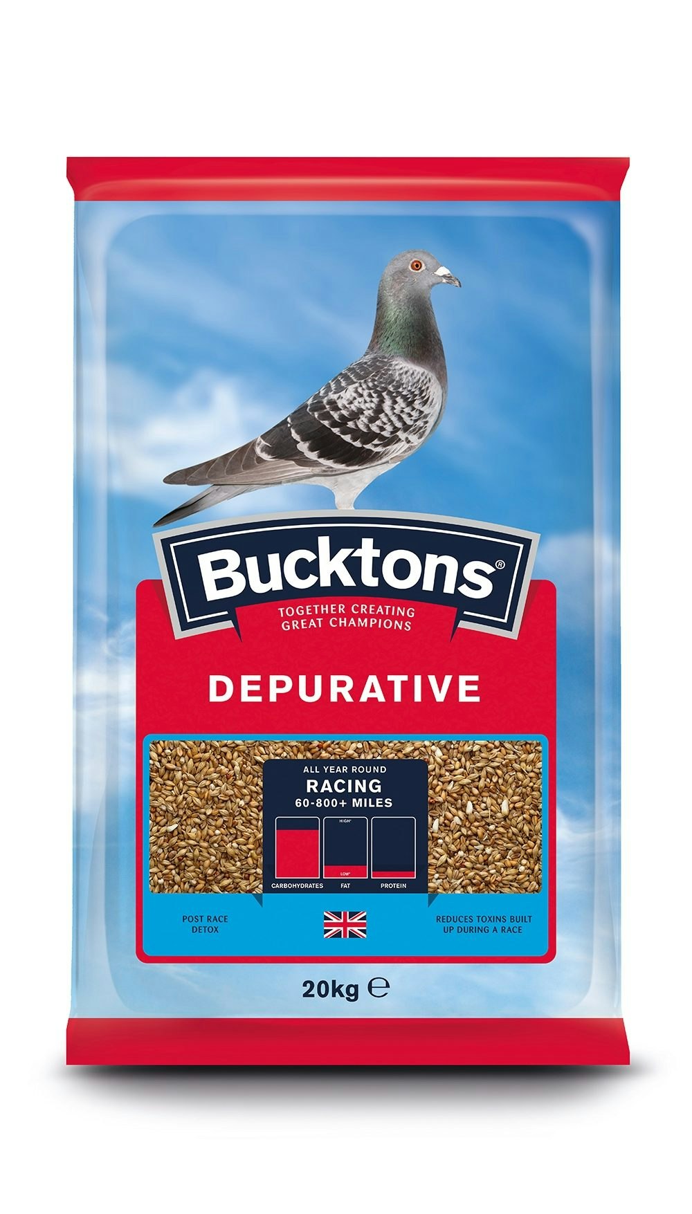 Front View of Bucktons Depurative Pigeon Food