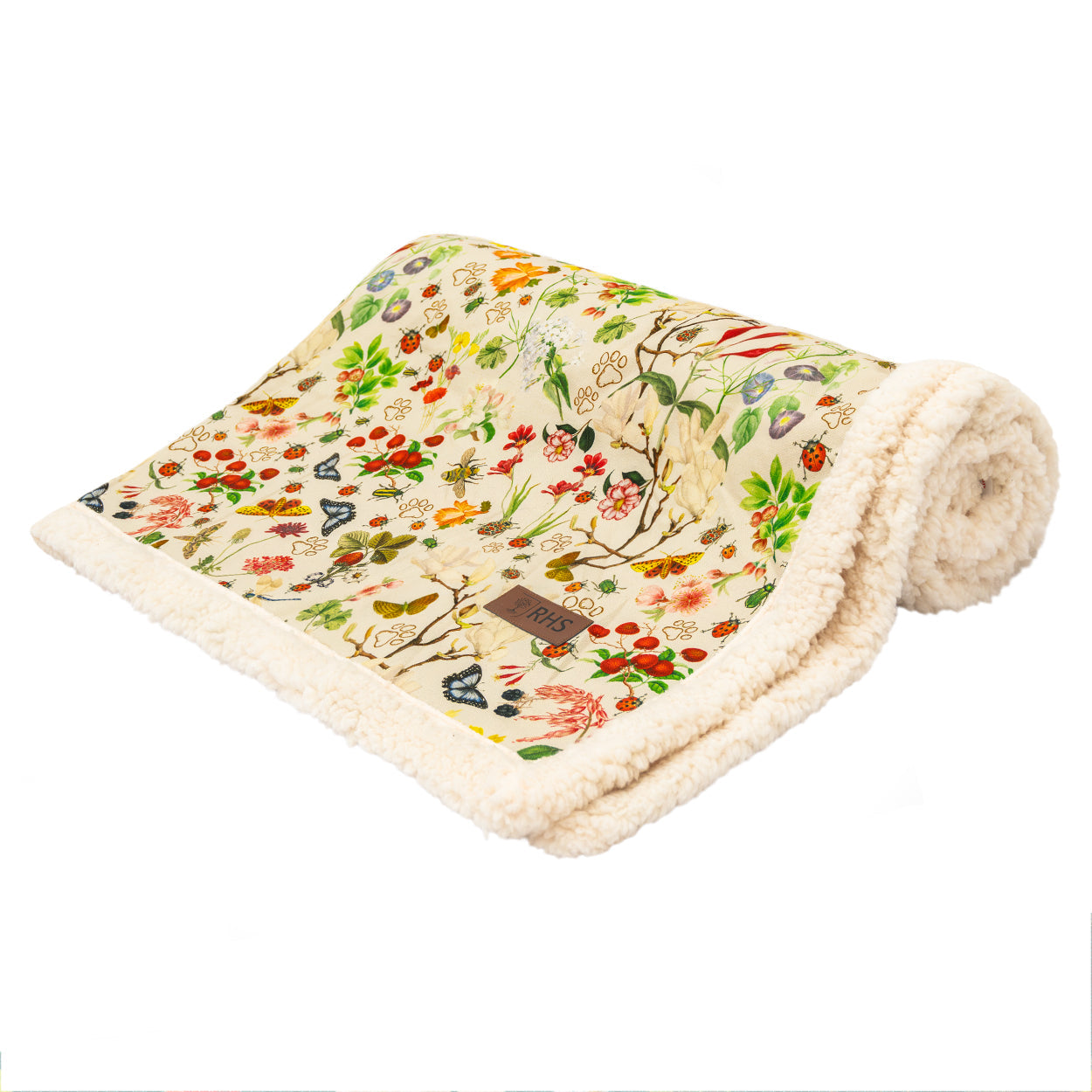 Royal Horticultural Society Pets in the Garden Printed Sherpa Blanket