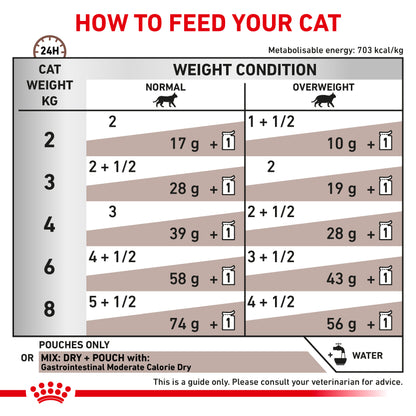 Royal Canin Gastrointestinal Moderate Calorie Thin Slices in Gravy Adult Wet Cat Food 12 x 85g