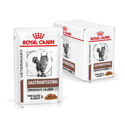 Royal Canin Gastrointestinal Moderate Calorie Thin Slices in Gravy Adult Wet Cat Food 12 x 85g