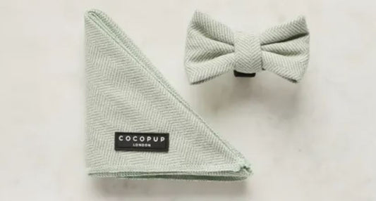 Cocopup Sage Tweed Bandana and Bow Tie