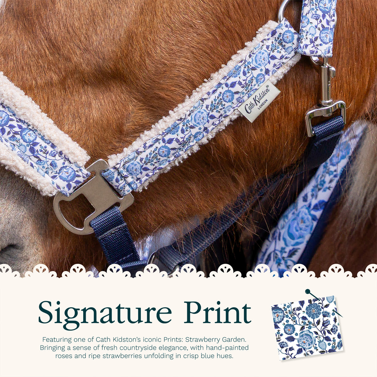 Cath Kidston Equestrian Strawberry Garden Headcollar & Leadrope Set