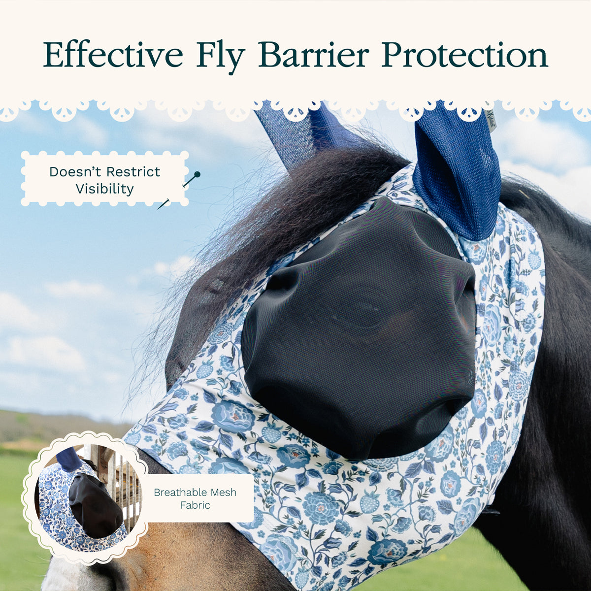 Cath Kidston Equestrian Strawberry Garden Lycra Fly Mask