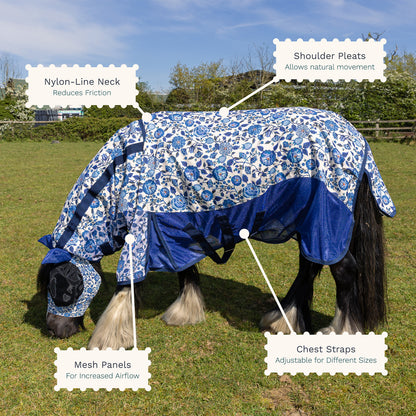 Cath Kidston Equestrian Strawberry Garden Rain Sheet & Fly Rug Combo