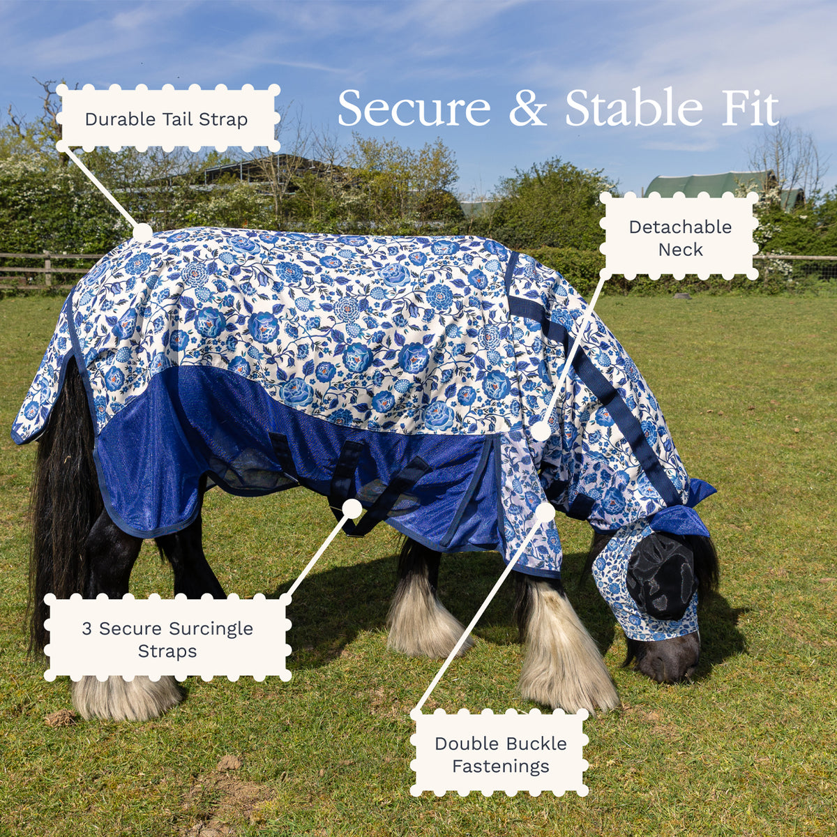 Cath Kidston Equestrian Strawberry Garden Rain Sheet & Fly Rug Combo