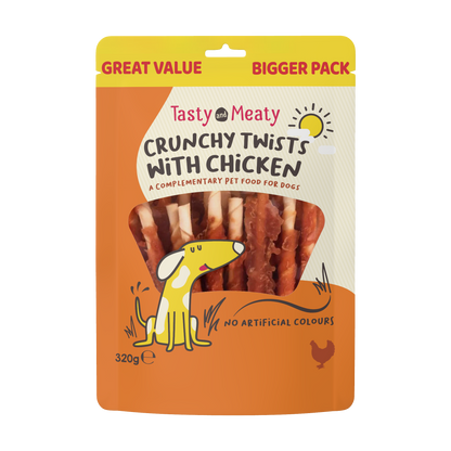 Tasty & Meaty Crunchy Twists with Chicken Adult Dog Treats