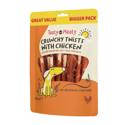 Tasty & Meaty Crunchy Twists with Chicken Adult Dog Treats