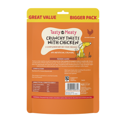 Tasty & Meaty Crunchy Twists with Chicken Adult Dog Treats