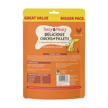 Tasty & Meaty Delicious Chicken Fillets Adult Dog Treats | 320g