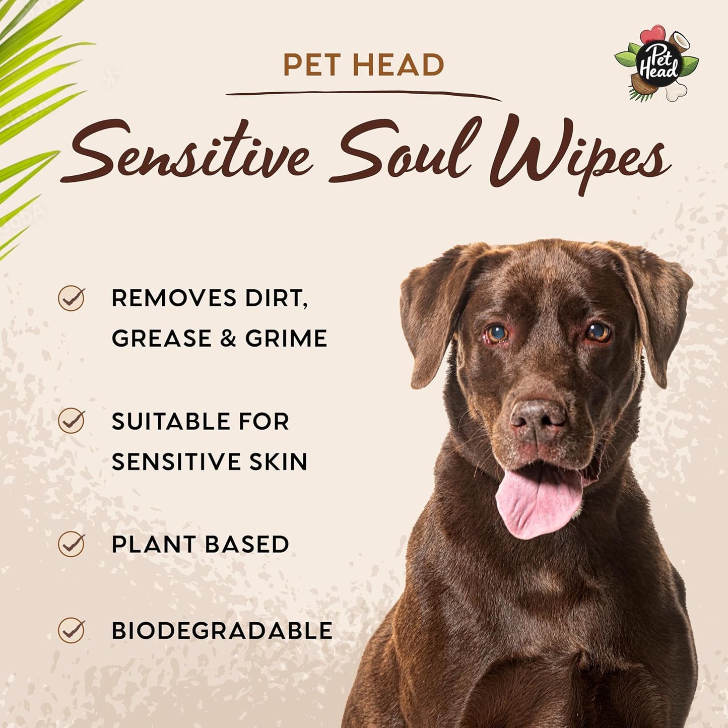 Pet Head Sensitive Soul Delicate Skin Wipes for Dogs with Coconut and Marula Oil