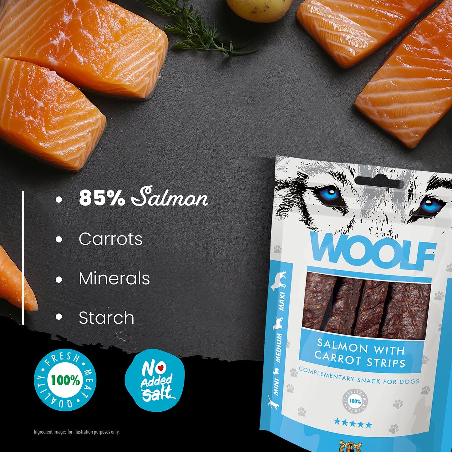 Woolf Salmon with Carrot strips Dog Treats