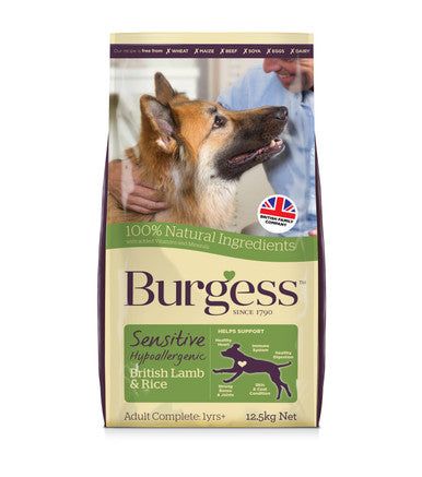 Burgess Sensitive Hypoallergenic Adult Complete Dry Dog Food Lamb Rice