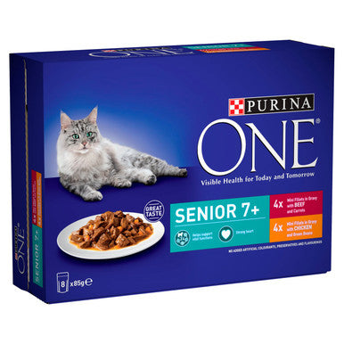 Purina ONE Senior 7 Mini Fillets Wet Cat Food Chicken Beef