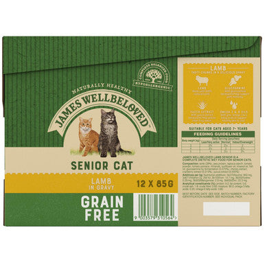 James Wellbeloved Grain Free Senior Cat Wet Food Pouch Lamb