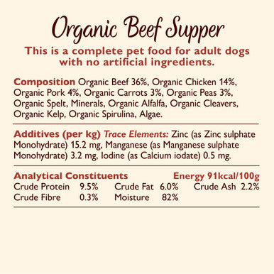 Lilys Kitchen Organic Adult Wet Dog Food Beef Supper with Carrots Peas