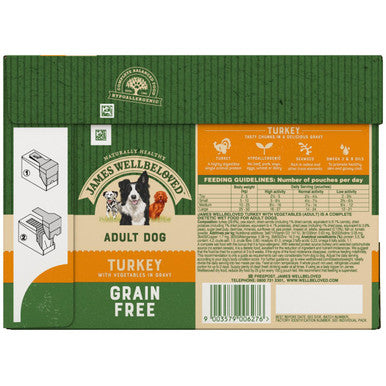 James Wellbeloved Grain Free Adult Wet Dog Food Pouches Turkey in Gravy
