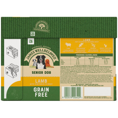 James Wellbeloved Grain Free Senior Wet Dog Food Pouches Lamb in Gravy