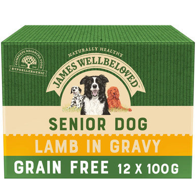 James Wellbeloved Grain Free Senior Wet Dog Food Pouches Lamb in Gravy