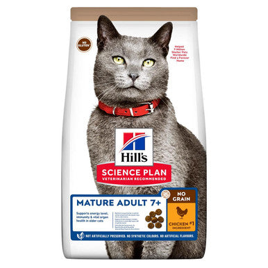 Hills Science Plan No Grain Mature Adult 7+ Dry Cat Food Chicken