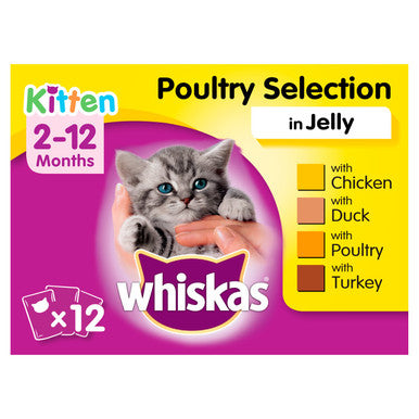Whiskas 2 12 Months Kitten Wet Cat Food Pouches Poultry Selection in Jelly
