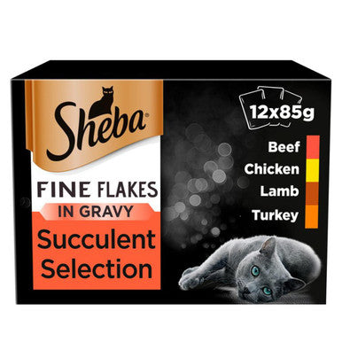 Sheba Fine Flakes Adult 1+ Cat Wet Food Pouches Succulent Selection in Gravy