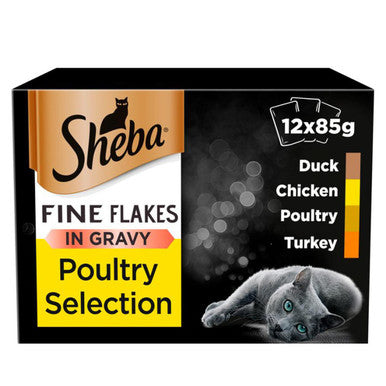 Sheba Fine Flakes Adult Cat Wet Food Pouches Poultry Selection in Gravy