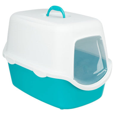 Trixie Vico Cat Litter Tray with Dome in TurquoiseWhite